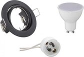 LED Spot Set - Aigi - Trion - GU10 Fitting - Inbouw Rond - Mat Zwart - 6W - Warm Wit 3000K - Kantelbaar Ø83mm - BSE