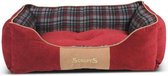 Stevige Hondenmand van Hoogwaardige Chenille stof met anti-slip onderzijde - Scruffs Highland Box Bed -  Kleur: Rood, Maat: Large
