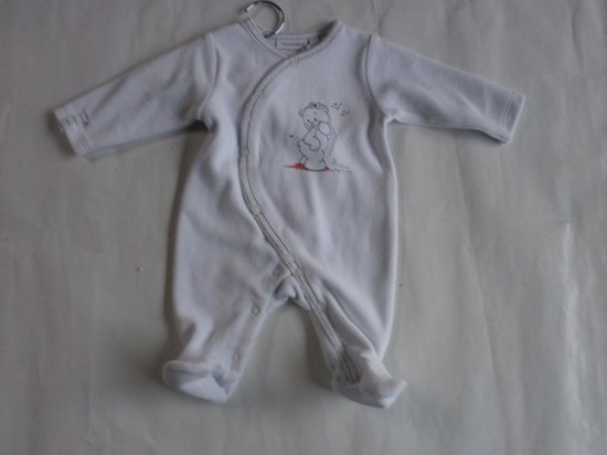 pyjama noukie's 1 mois 56cm fille blanc avec bordure pailletée
