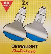 Duo pack Ormalight gloeilamp reflectorlamp blauw R80 60 watt E27 240 Volt