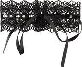 Cottelli Collection - Zwarte geborduurde halsband met steentjes