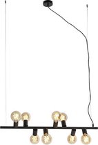 QAZQA facil - Moderne Hanglamp - 8 lichts - L 90 cm - Zwart -  Woonkamer | Slaapkamer