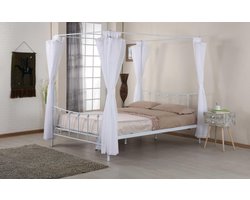 Hemelbed Amore metaal 160x200 - wit - Poldimar - Hemelbed - Wit - Metaal Tweepersoons Hemelbed
