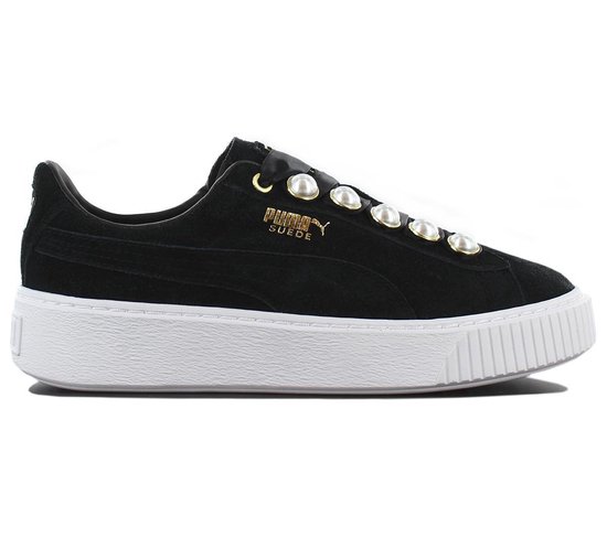 Puma suède platform sneakers zwart hotsell