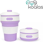 Koffiebeker to go - Inklapbare beker - Duurzame beker - 100 % BPA vrij- Opvouwbaar - Reisbeker - Meeneem beker -Travel cup - 350 ml - Paars