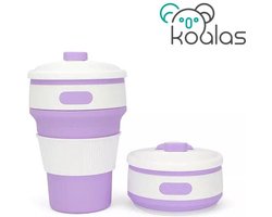 Koffiebeker to go - Inklapbare beker - Duurzame beker - 100 % BPA vrij- Opvouwbaar - Reisbeker - Meeneem beker -Travel cup - 350 ml - Paars