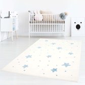 Vloerkleed kinderkamer Kleine Sterren 3D - crème/blauw 140x200 cm