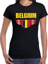 Belgium landen t-shirt Belgie zwart voor dames - Belgie supporter shirt / kleding - EK / WK voetbal S