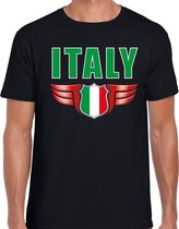 Italy landen t-shirt zwart voor heren - Italie embleem Italiaanse supporter shirt / kleding L