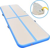 Gymnastiekmat met pomp opblaasbaar 400x100x10 cm PVC blauw