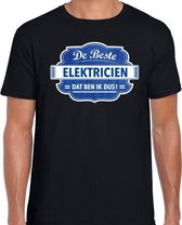 Cadeau t-shirt voor de beste elektricien voor heren - zwart met blauw - elektriciens - kado shirt / kleding - vaderdag / collega M