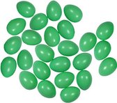 25x Groene kunststof eieren decoratie 4 cm hobby/knutselmateriaal - Knutselen DIY eieren beschilderen - Pasen thema plastic paaseieren eitjes groen