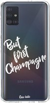 Casetastic Samsung Galaxy A51 (2020) Hoesje - Softcover Hoesje met Design - But First Champagne Print