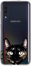 Casetastic Samsung Galaxy A50 (2019) Hoesje - Softcover Hoesje met Design - Peeking Kitty Print
