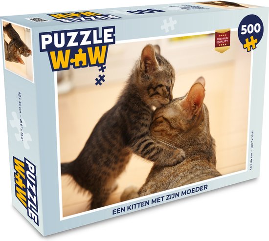 Puzzel Een kitten met zijn moeder - Legpuzzel - Puzzel 500 stukjes | bol