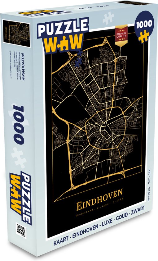 Puzzle Card - Eindhoven - Luxe - Or - Zwart - Jigsaw Puzzle - Puzzle 1000 pièces adultes