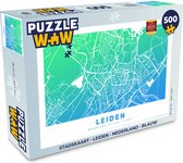 Puzzel Stadskaart - Leiden - Nederland - Blauw - Legpuzzel - Puzzel 500 stukjes - Plattegrond