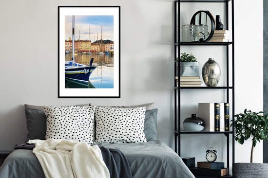 Cadre photo avec affiche - Vue du port de Saint Tropez en France - 60x90 cm  - Cadre... | bol.com