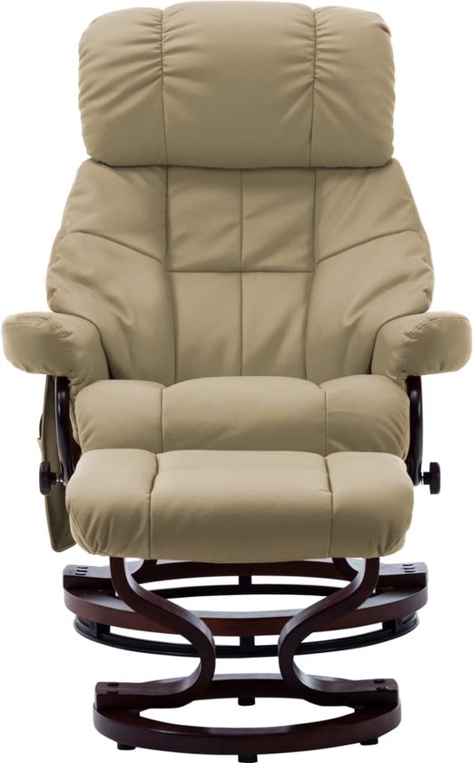 Prolenta Premium - Massagestoel verstelbaar kunstleer en gebogen hout cappuccino - Massage stoel - Woonkamer
