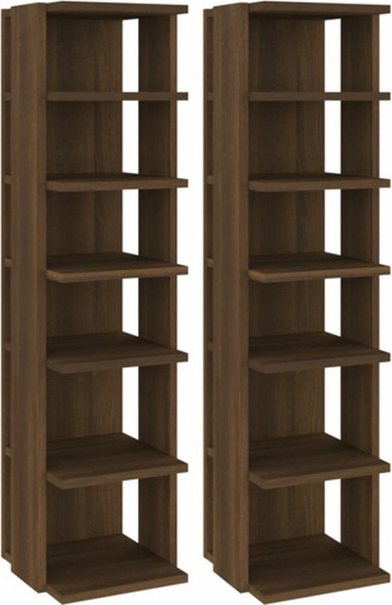 vidaXL Schoenenkasten 2 st 27,5x27x102 cm hoogglans wit