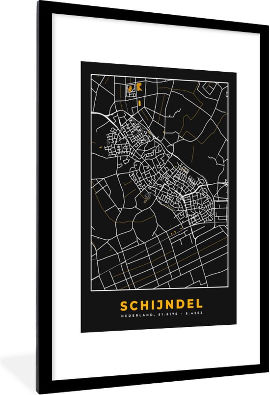 Fotolijst Incl Poster Kaart Black Gold Stadskaart Schijndel Plattegrond Bol Com