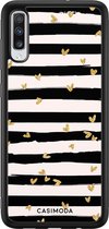 Casimoda® hoesje - Geschikt voor Samsung Galaxy A70 - Hart Streepjes - Zwart TPU Backcover - Gestreept - Zwart