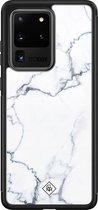 Casimoda® hoesje - Geschikt voor Samsung Galaxy S20 Ultra - Marmer Grijs - Luxe Hard Case Zwart - Backcover telefoonhoesje - Grijs