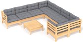 vidaXL-9-delige-Loungeset-met-grijze-kussens-grenenhout