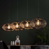 Hanglamp Copper Twist | 4 lichts | zwart nikkel | metaal | Ø 34 cm | 170 cm breed | in hoogte verstelbaar tot 150 cm | eetkamer / eettafel lamp | modern / sfeervol design