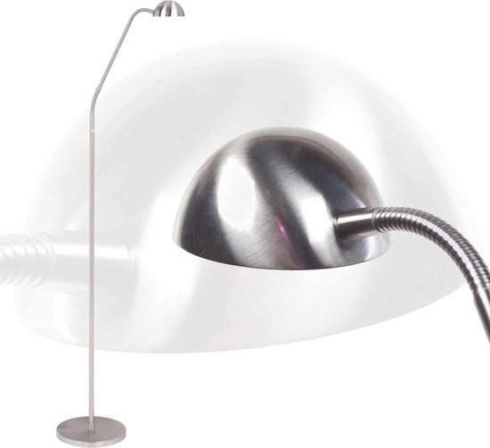 Leeslamp led verstelbaar Parma staal | 1 lichts | grijs / staal | metaal | 140 cm hoog | Ø 23 cm | staande lamp / vloerlamp | modern / functioneel design