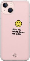 Hoesje geschikt voor iPhone 13 - I'm cool quote - Soft Case - TPU - Tekst - Roze - Mooie Telefoonhoesjes