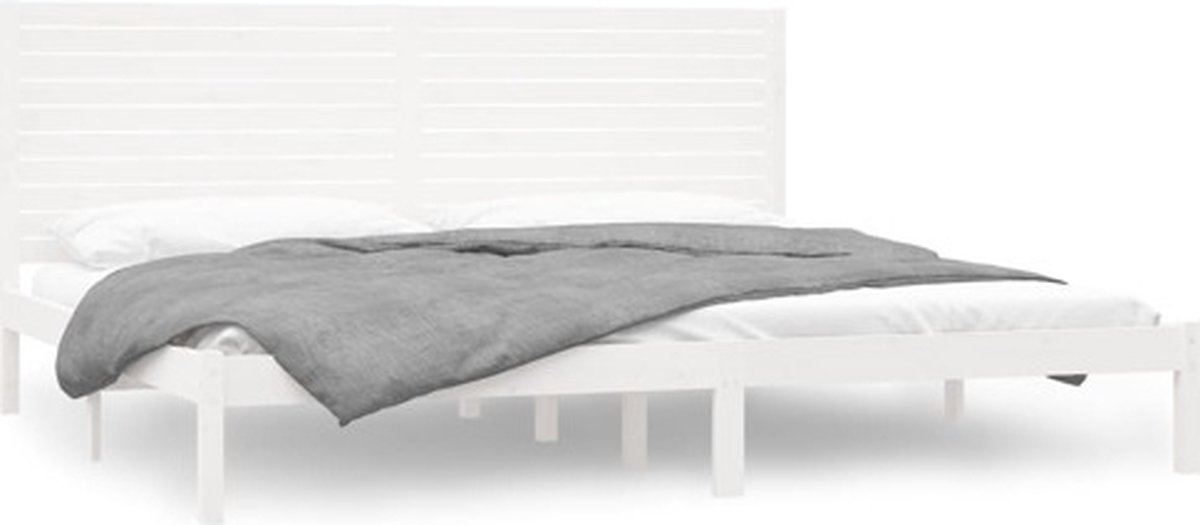 vidaXL - Bedframe - massief - hout - wit - 180x200 - cm
