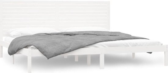vidaXL - Bedframe - massief - hout - wit - 180x200 - cm
