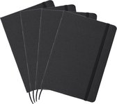 Luxe schriften/notitieboekje - 4x - zwart met elastiek - A5 formaat - gelinieerd