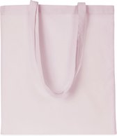 10x stuks basic katoenen schoudertasje in het lichtroze 38 x 42 cm met lange hengsels - Boodschappentassen - Goodie bags