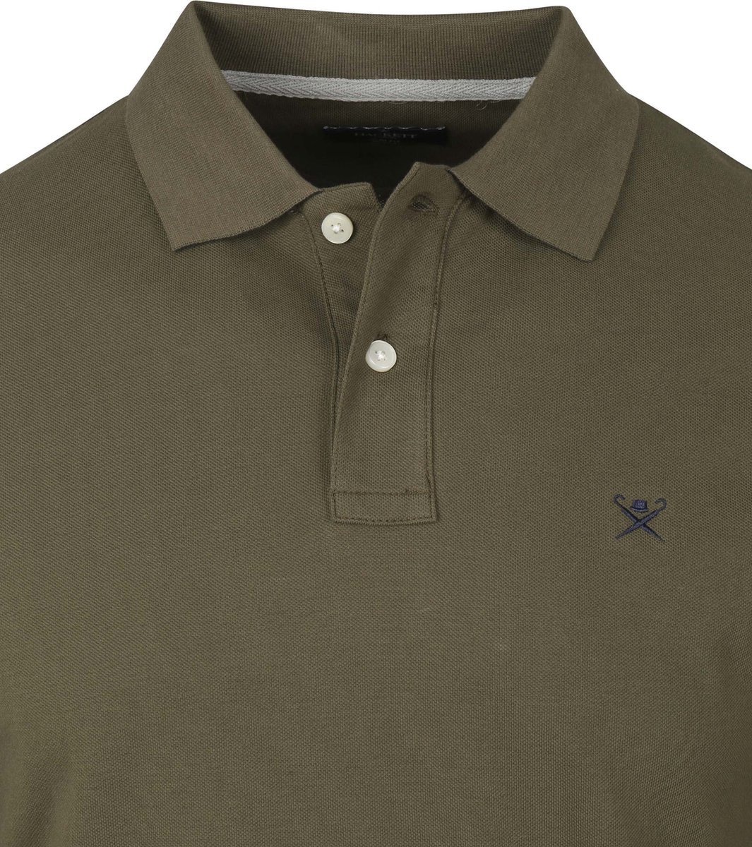 Hackett - Long Sleeve Polo Khaki - Slim-fit - Heren Poloshirt Maat L