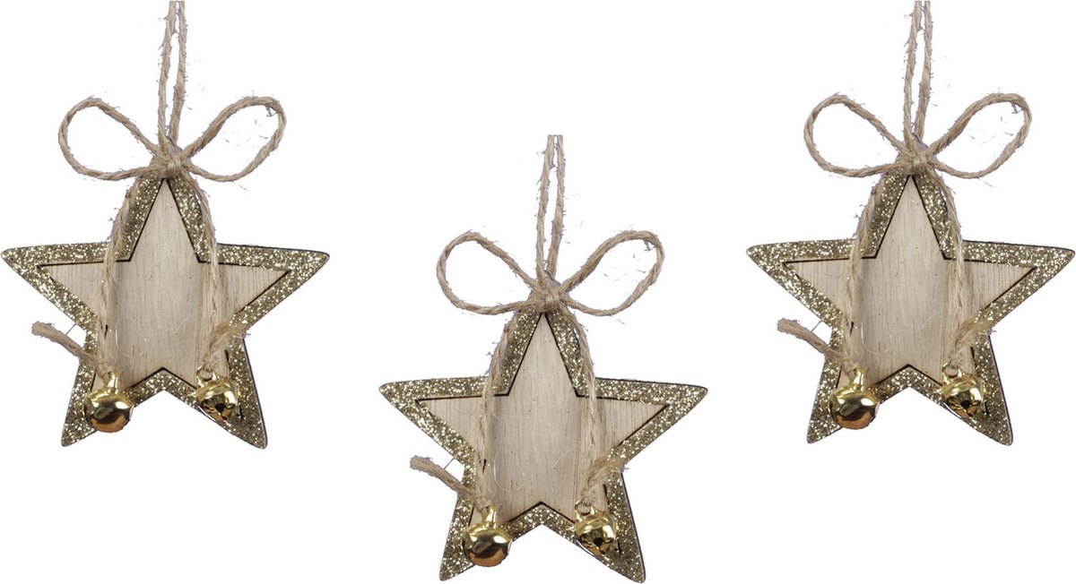 Kersthangers set van 6x rode houten ornamenten 10 cm voor kerst