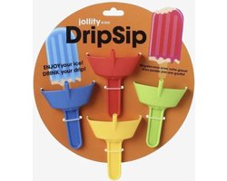 Jollity Kids DripSip - Kunststof - Multicolor - 4 Stuks - Ijsjeshouder - Assorti - Druppelvrije ijslollyhouder
