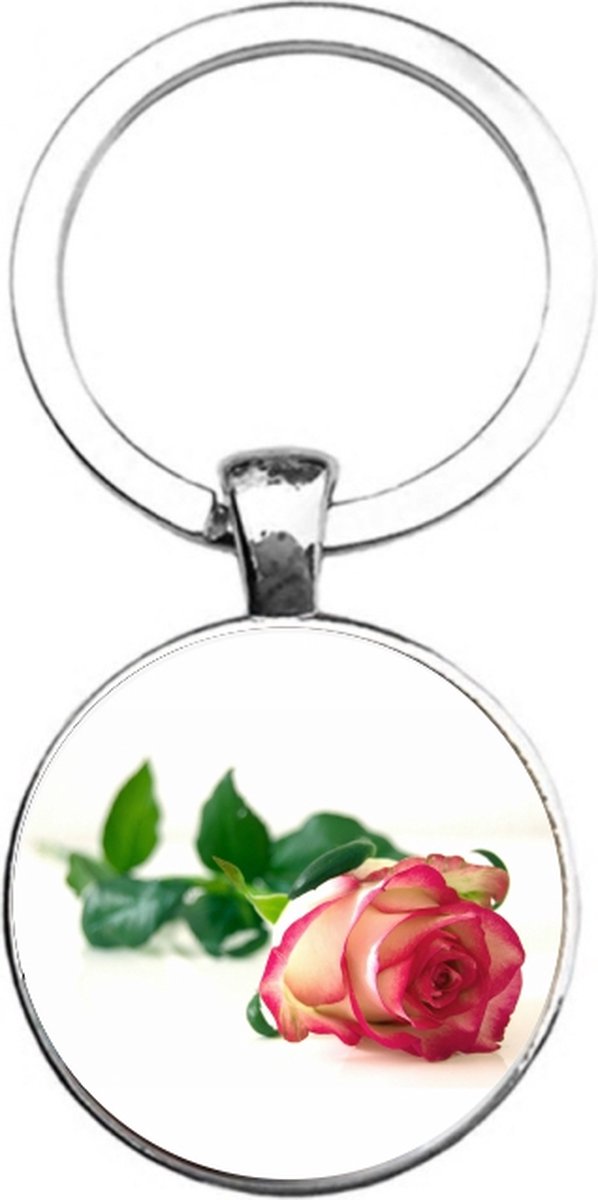Sleutelhanger Glas - Roos
