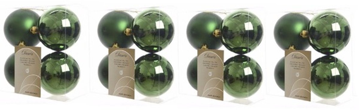 16x Donkergroene kunststof kerstballen 10 cm - Mat/glans - Onbreekbare plastic kerstballen - Kerstboomversiering donkergroen