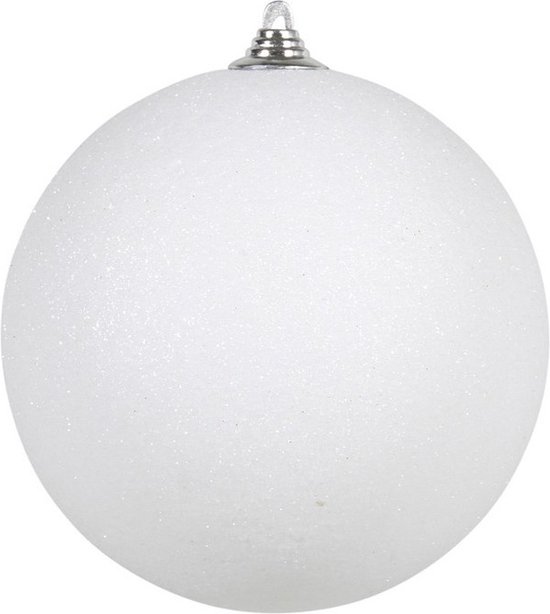 6x Witte grote glitter kerstbal 13,5 cm - hangdecoratie / boomversiering  glitter... | bol.com