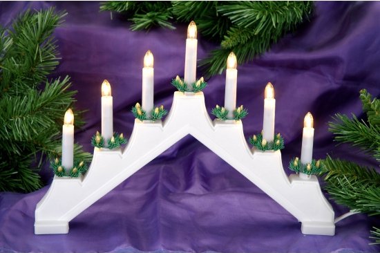 Witte kerst standaard met 7 lampjes – kerstverlichting figuur