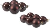 20x stuks glazen kerstballen donkerbruin (chestnut) 8 en 10 cm mat/glans - Kerstversiering/kerstboomversiering