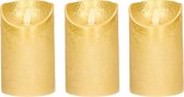 3x Gouden LED kaarsen / stompkaarsen 12,5 cm - Luxe kaarsen op batterijen met bewegende vlam