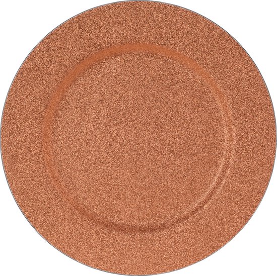 1x Ronde kaarsenplateaus/kaarsenborden koper met glitters 33 cm – onderbord / kaarsenbord / onderzet bord voor kaarsen