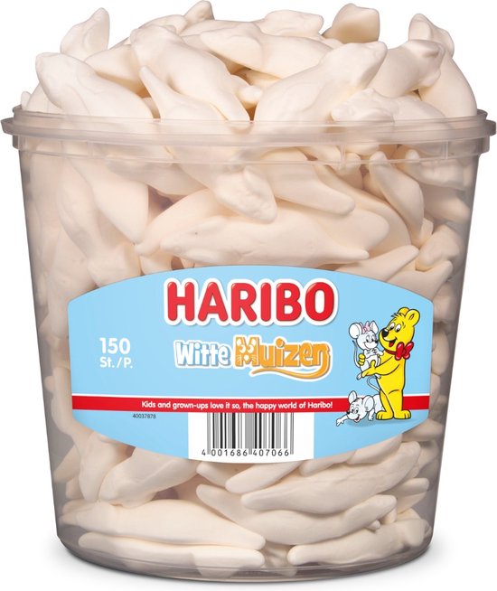 Haribo - Witte Muizen - 1 Silo a 150 Stuks - Muis - Snoep - Muisjes - Wit
