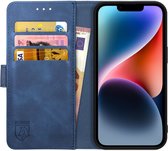 Rosso Element Book Case Wallet Hoesje Geschikt voor Apple iPhone 14 | Portemonnee | 3 Pasjes | Magneetsluiting | Stand Functie | Blauw