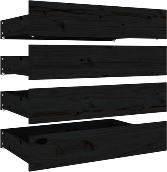 vidaXL Bedlades 2 st bewerkt hout en stof zwart, lade onder bed, lades voor onder bed, opberglade onder bed, lades onder bed, laden voor onder het bed