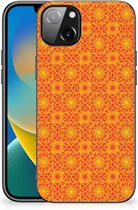 Smartphone Hoesje iPhone 14 Plus Cover Case met Zwarte rand Batik Orange