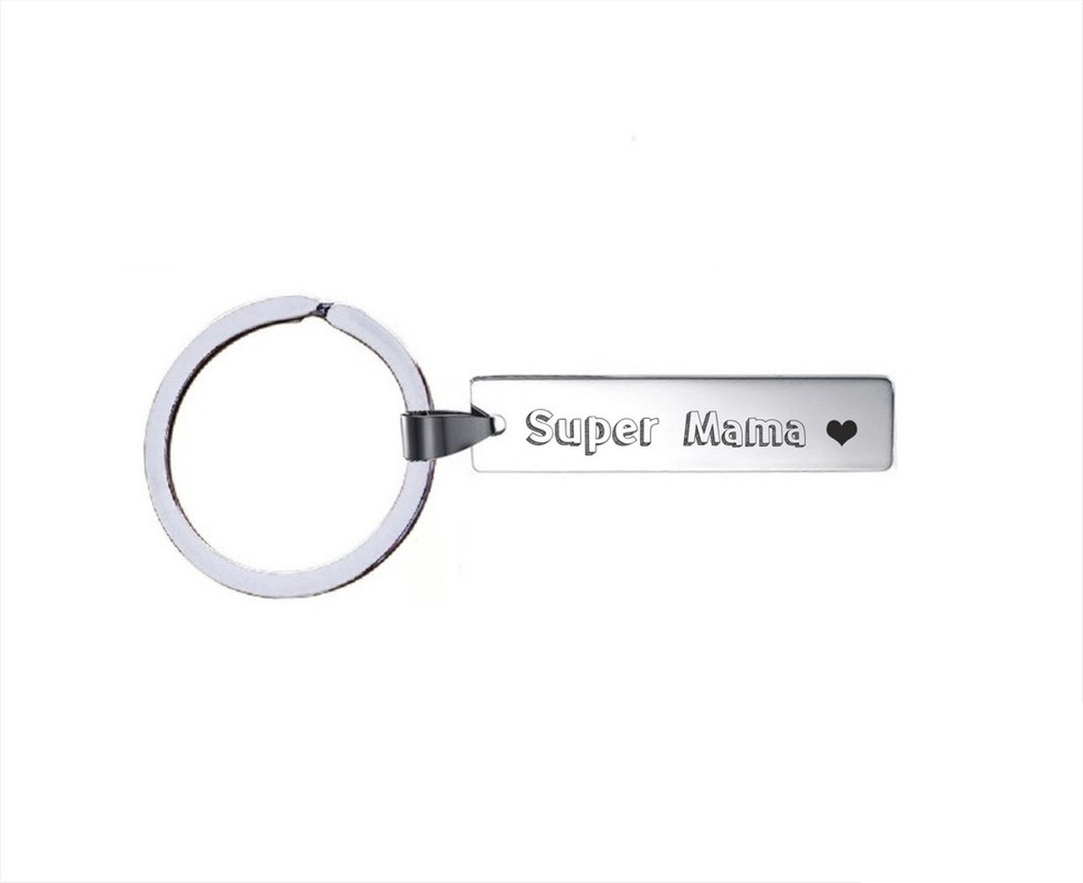 Sleutelhanger RVS - Super Mama